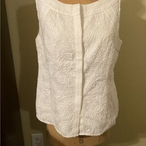 Lafayette 148 New York off white linen button down top, size 10